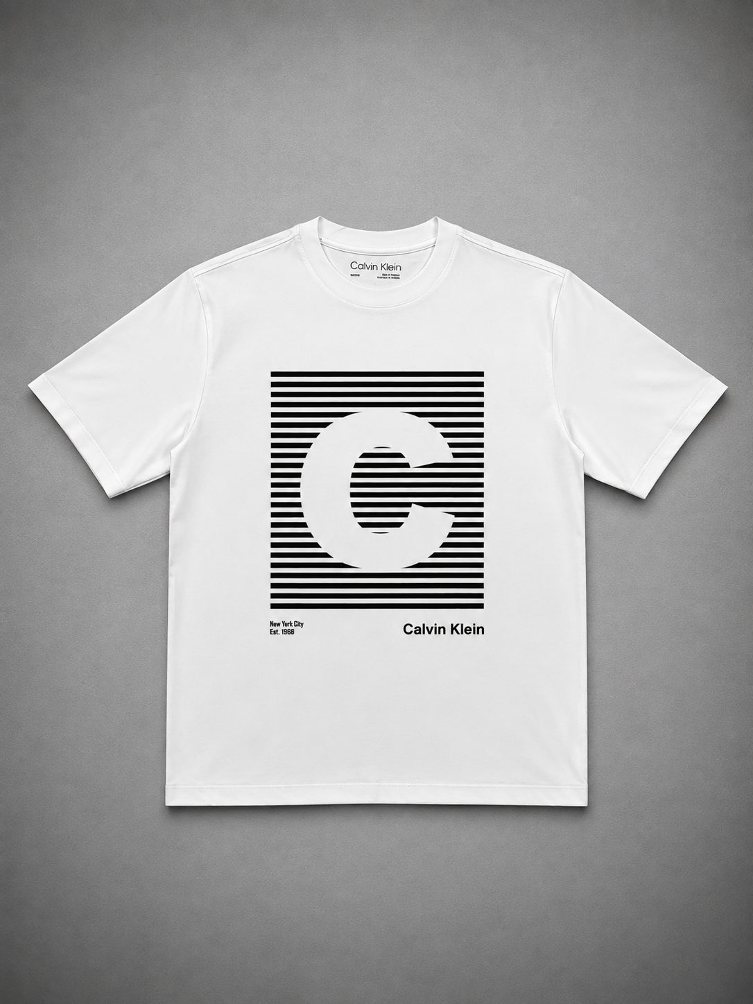 CAMISETA CALVIN RALLADA BLANCA