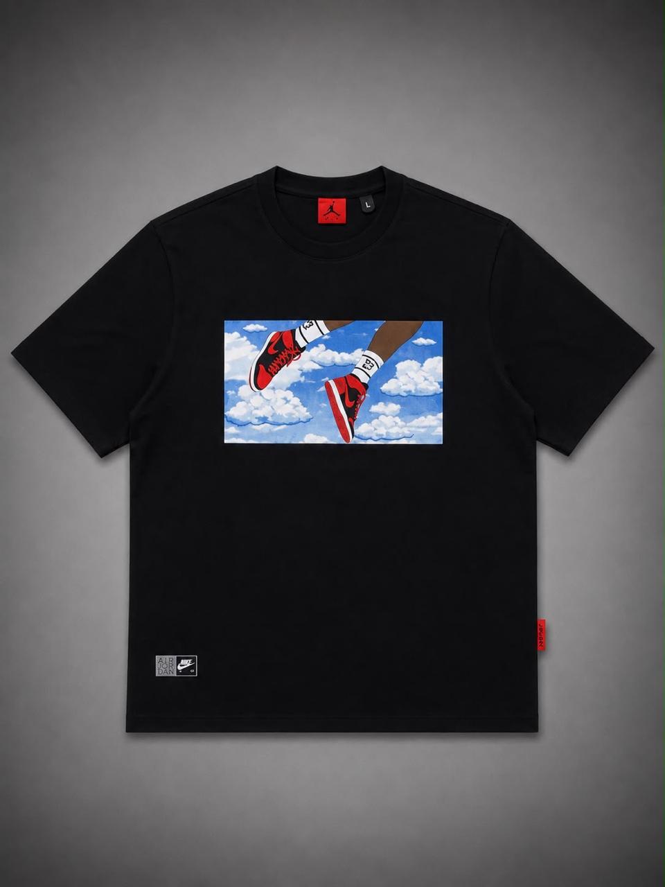 CAMISETA JORDAN ZAPATO ROJO NEGRA